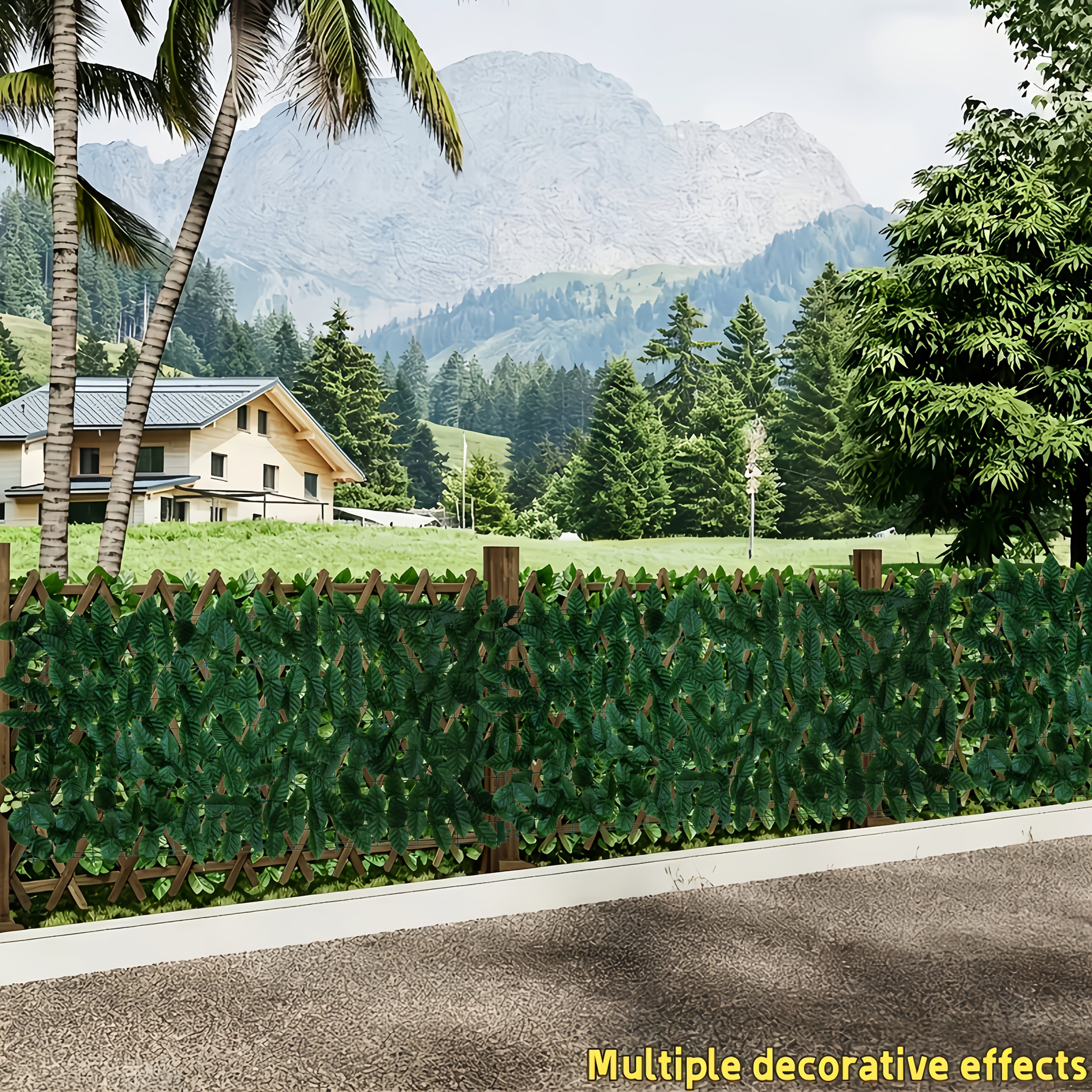 TEMU [2.5d] 432 Leaves 3pcs Set, Total Length 120.47 Inches, Artificial Green Plant Hedge, Leaf Decorative Fence, Weather-resistant Plastic Material,