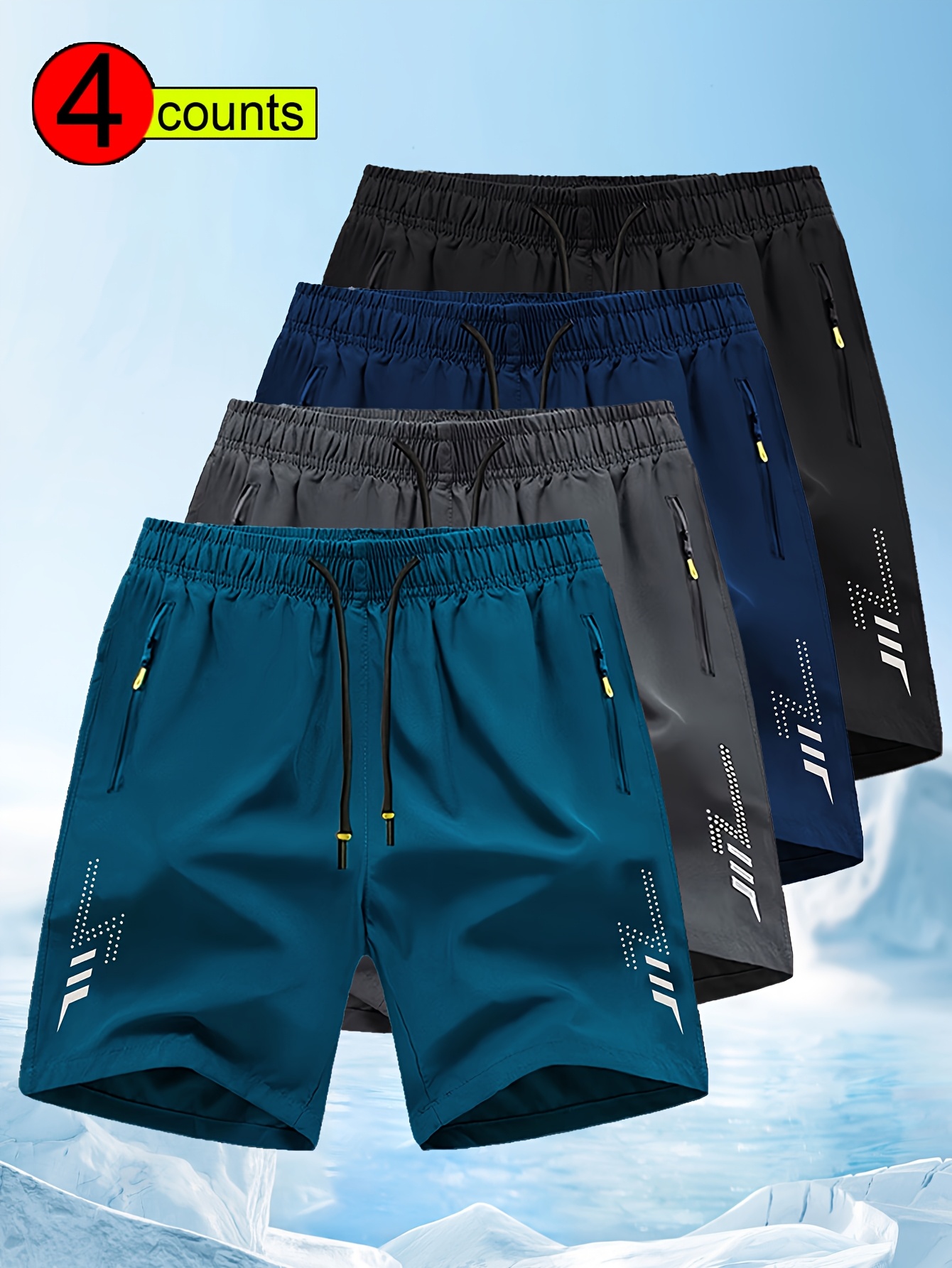 Conjunto de 4 Shorts de Treino Masculinos de Alta Elasticidade e Secagem Rápida