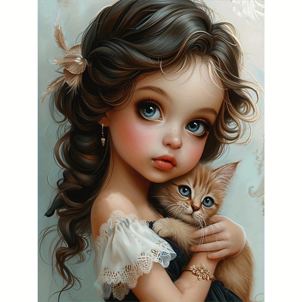 

Beautiful Lady With Kitten Diamond Painting Kit - Artistic Wall Decor - Diy Crafts - Acrylic (pmma) Material - Round Diamond Shapes - Perfect Gift For Art Lovers