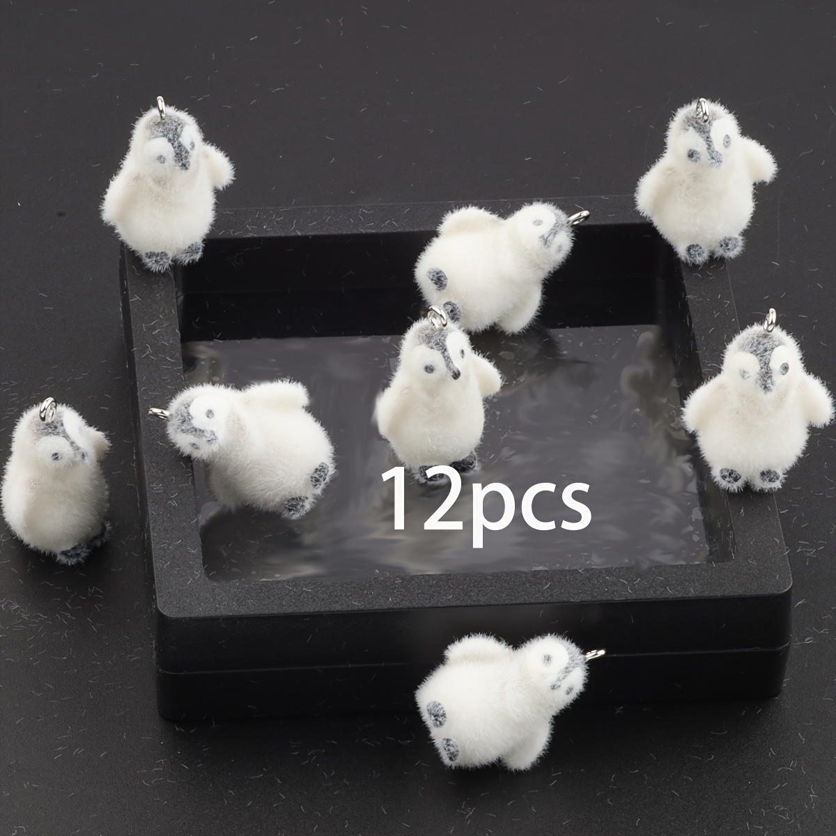 Image of 12pcs/6pcs Cute 3d Flocked Gray And White Penguin Charms - Perfect For Jewelry, Chains, Pendants, Bag Decorations, Exquisite Gifts, Solid Resin Series Penguin Pendants With Adorable Design