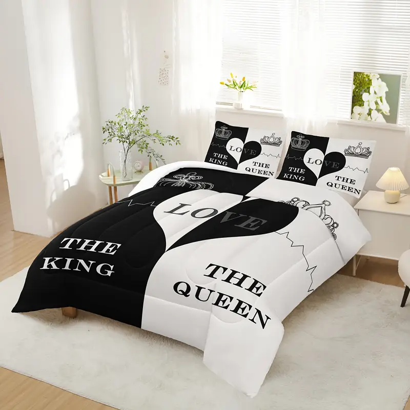 black and pattern comforter set print bedding sets and queen soft lightweight bed comforter set room decoration 1 comforter set 2 pillowcases Product details 1