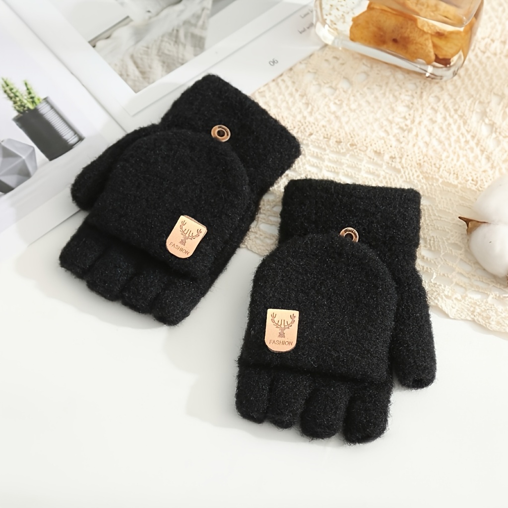 TEMU Guantes para Ciclismo, Escritura, Etiquetado, Guantes de de , Guantes Mágicos de Uso con Cubierta Abatible, Aislamiento de Peluche para Otoño e