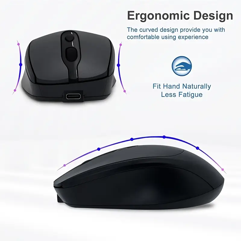 wireless mouse rechargeable computer game office mouse ergonomic mouse portable multi suitable for pc notebook computer windows details 3
