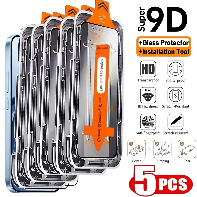 TEMU Paquete de 5 protectores de pantalla de cristal templado de cobertura total sin polvo, compatibles con Xiaomi Mi 17T 15T 14T Pro 15 14 13 13T