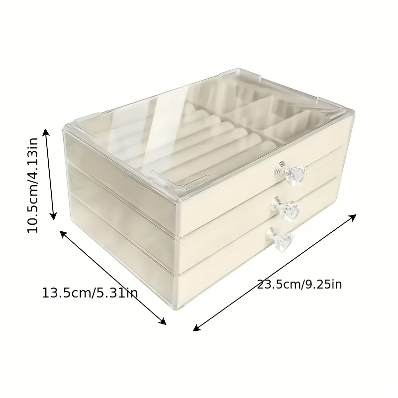 ladies   2025 new acrylic jewelry storage box for earrings necklaces bracelets with 3 drawers stackable and displayable Product details 0
