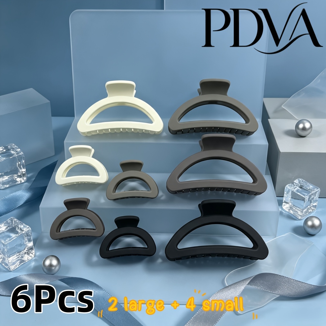 6pcs Matte Hollow Half-Round Hair Clips Set