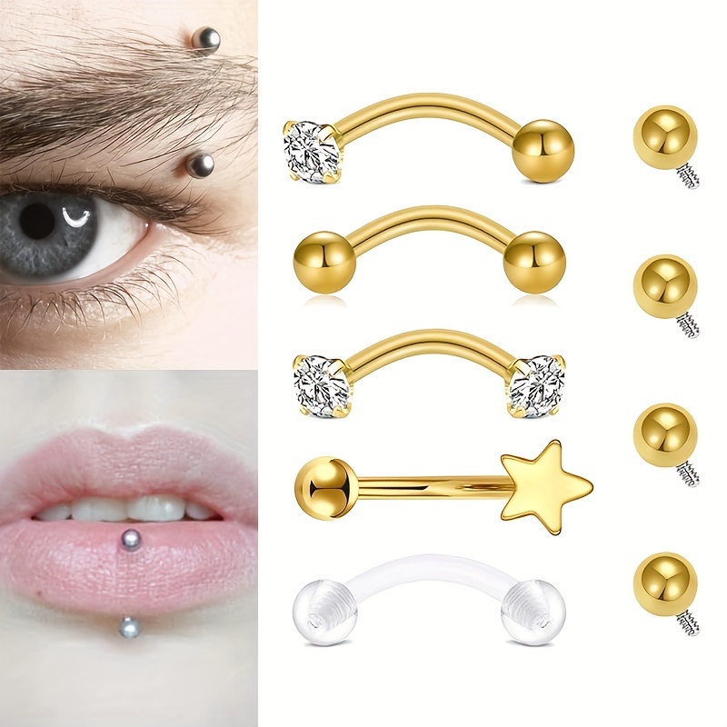 

9pcs Rook Piercing Jewelry Rook Earrings Internally Threaded Eyebrow Piercing Jewelry Eyebrow Rings Eyebrow Piercing Surgical Steel 16g Vertical Labret Lip Jewelry