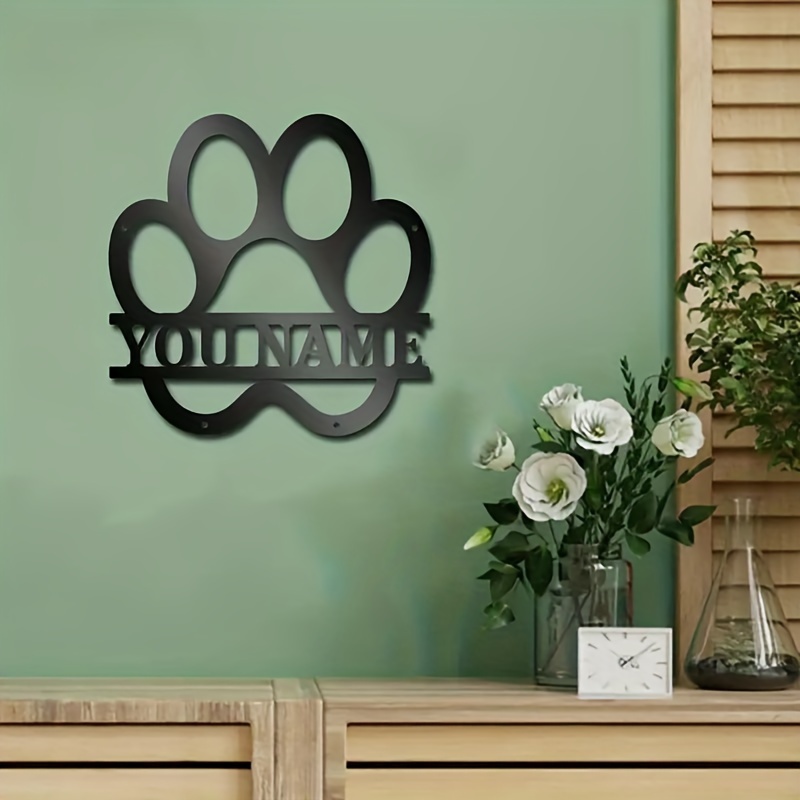 

Stylish Plaque, Custom Dog Paw Metal Wall Art - Personalized Sign For Home Decor, Indoor Living Room Accent, Dog Decor