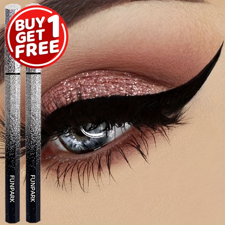 Image of No-smudge, Buy 1 Get 1 Free: Waterproof, Sweat-proof Liquid Eyeliner Pen - Fine Tip, Smudge-free & Multi-use For Eyeshadow & Lip Liner