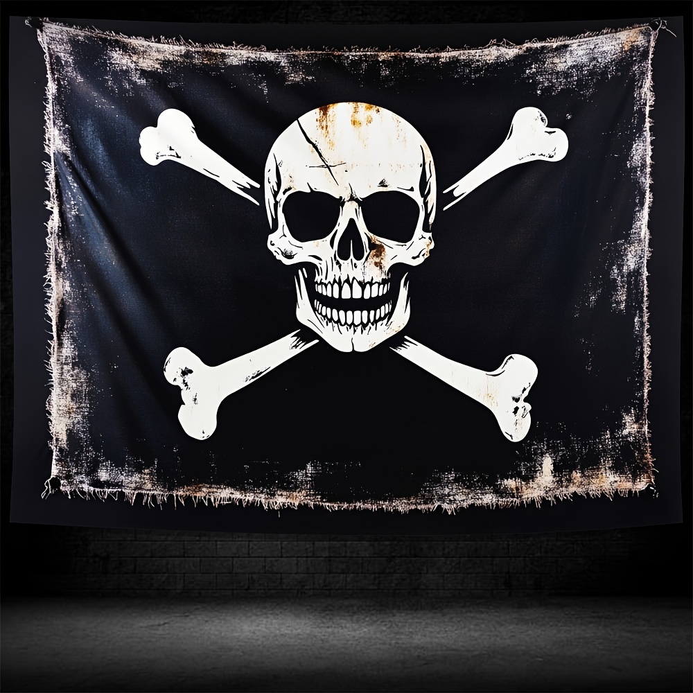 Vintage Pirate Skull Crossbones Tapestry Nautical Wall Decor_voghion.com