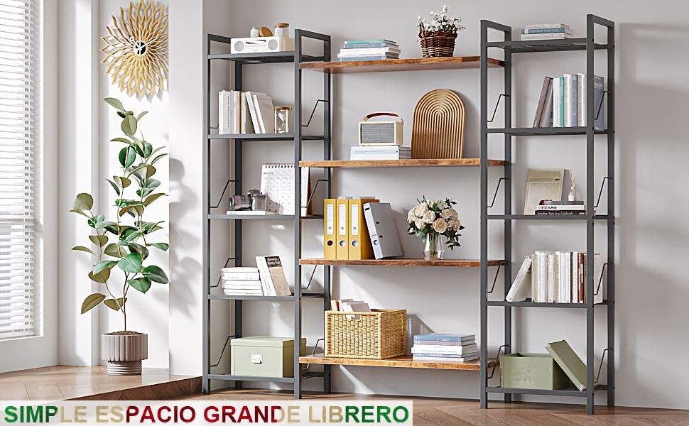 1pc 5 Tier Corner Bookcase, Metal Flower Stand for Plants, Magazine Holders, Wood And Metal Corner MultiShelf Bookcase for Living Room, Kitchen, Home Office, Black