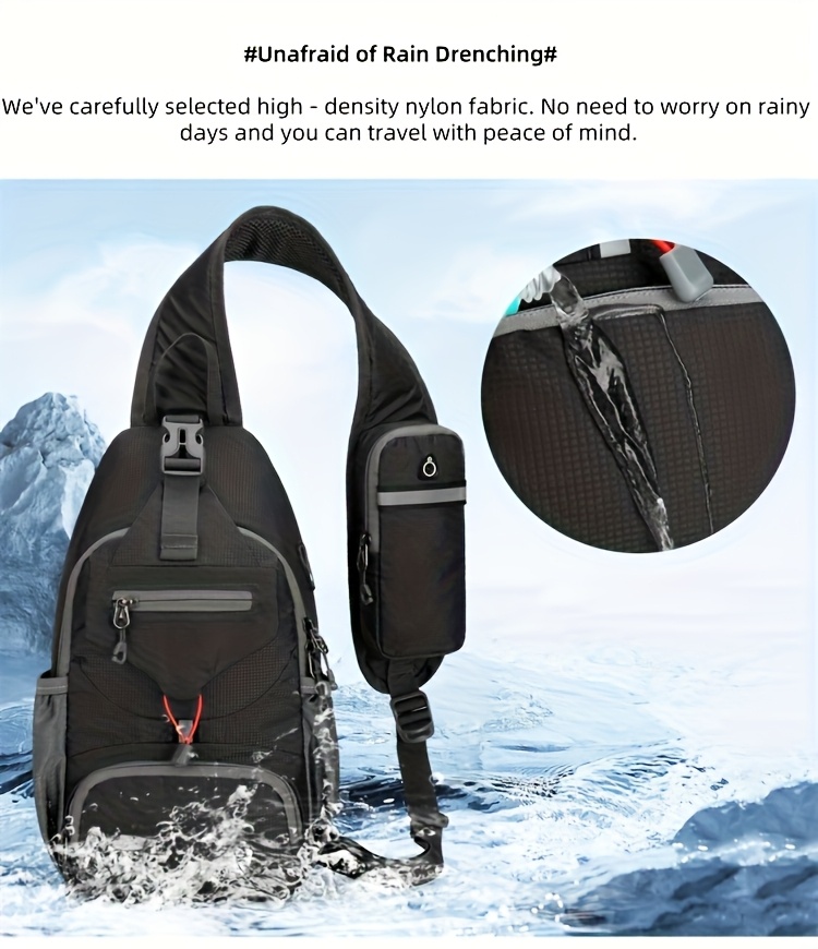 Sport Sling Bag for Men and Women - Large Capacity Crossbody Bag for Travel, Hiking & Daily Commute | Adjustable Breathable Strap, Multiple Pockets with Earphone Hole, Nylon.
