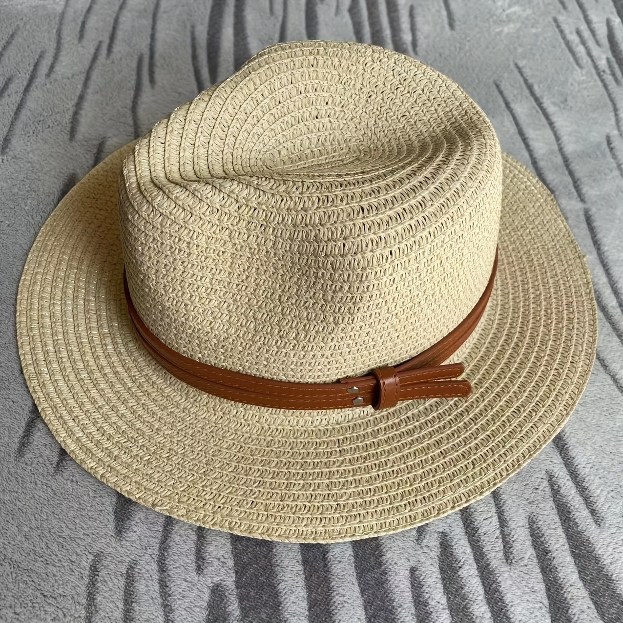 Panama Straw Sun Hat, Bucket Hats Simple Stylish Sun Protection Hat Belt Decorative Versatile Beach Hats for Women Men,Temu