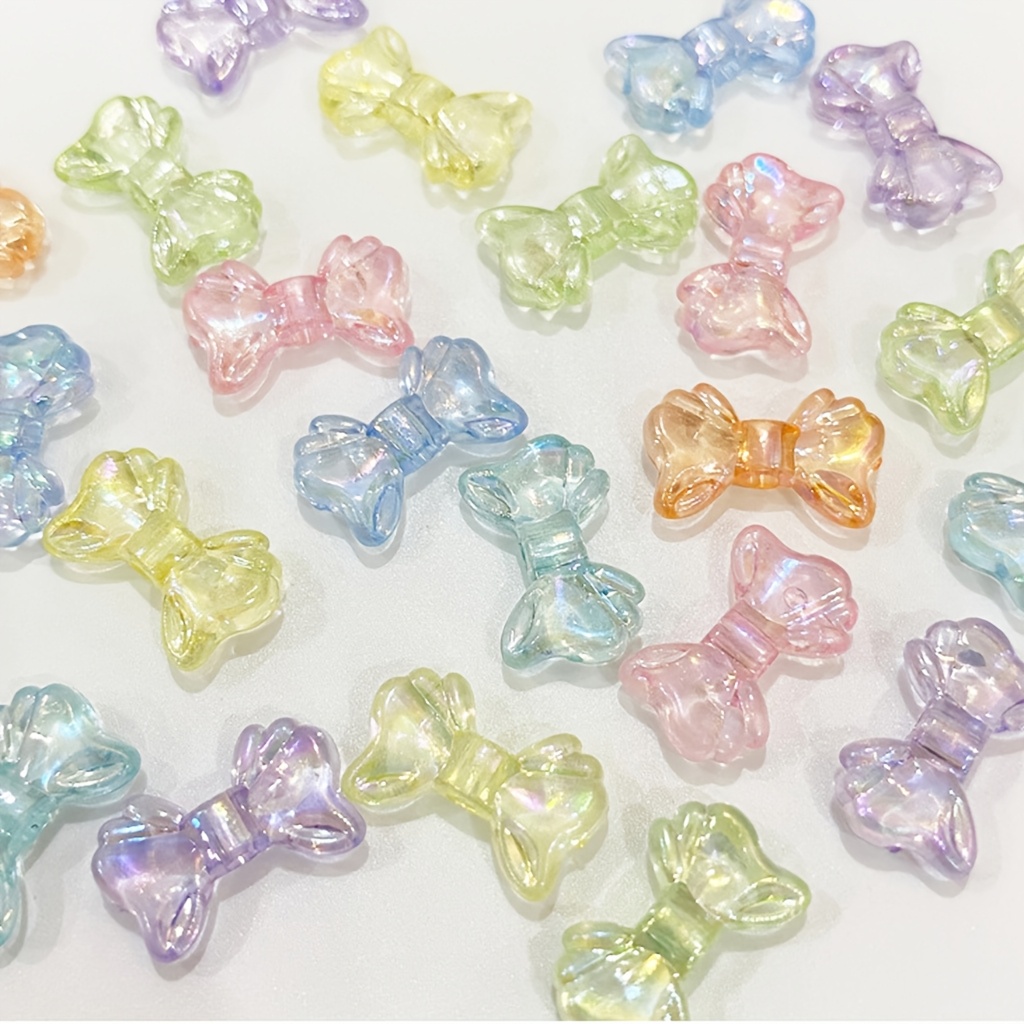 

100pcs 9*15mm Acrylic Transparent Ab Color Bowknot Loose Spacer Beads For Making, Bracelets, Necklaces, Earrings, And Handmade Phone Chain Decor Accessories