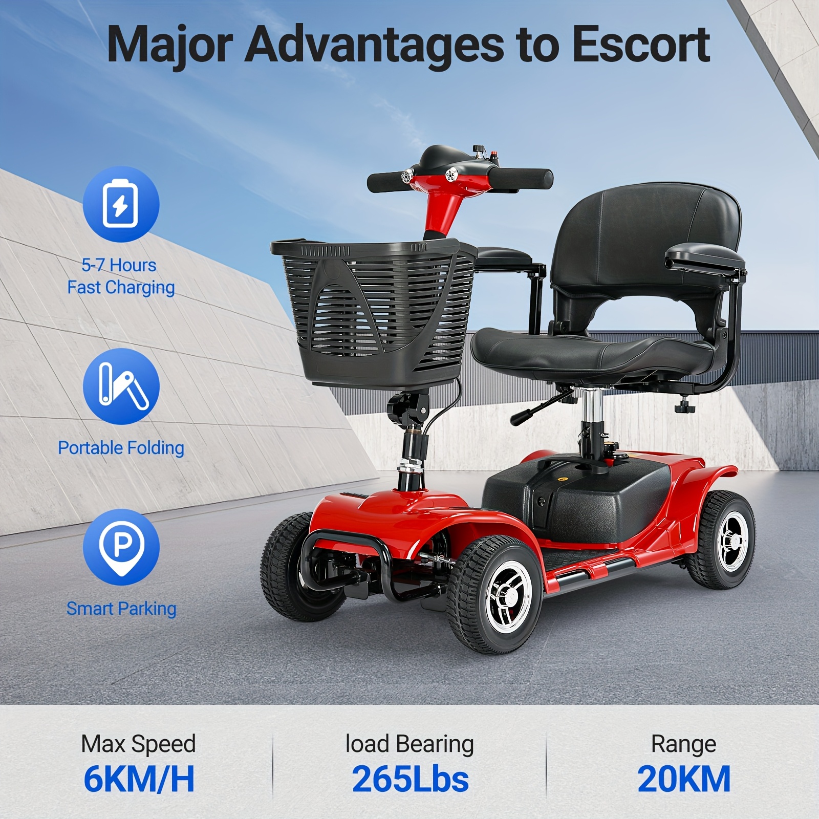 

Verpal Mobility Scooter 4 Wheel, Mobility Scooter Electric For Seniors Lightweight Foldable 265 Lbs Capacity, Mobility Scooter For Adults With Basket And Light, 6km/h, Power-180w