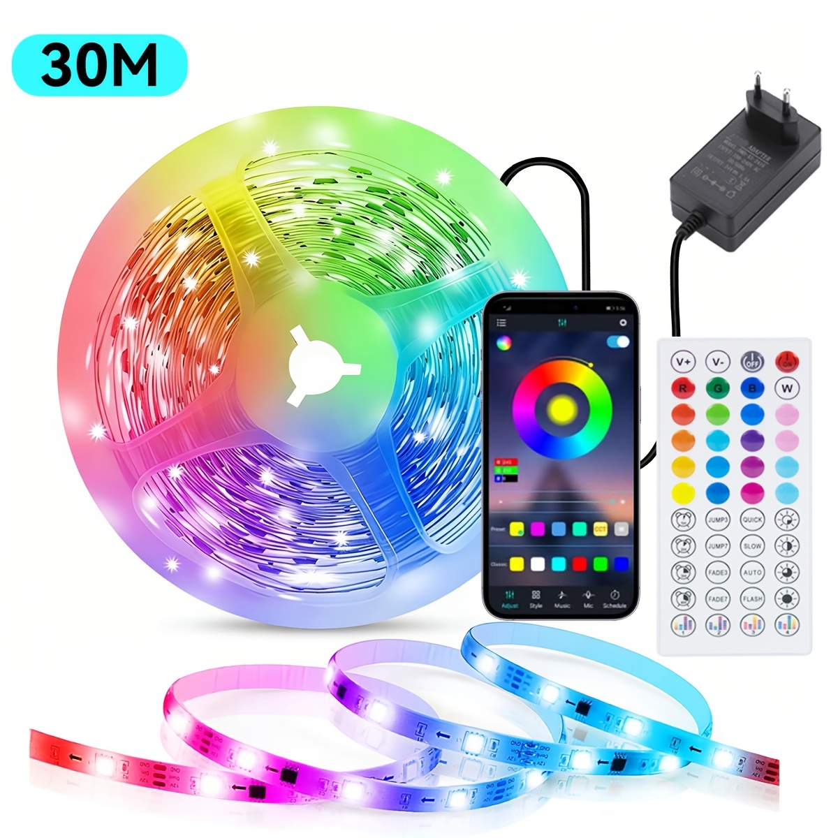 TEMU Intelligente Farbwechsel-LED-Leuchte, unterstützt Musik-Synchronisationsfunktion, LED Smart RGB Indoor-Lichtleiste, mit mehreren Szenenmodi,