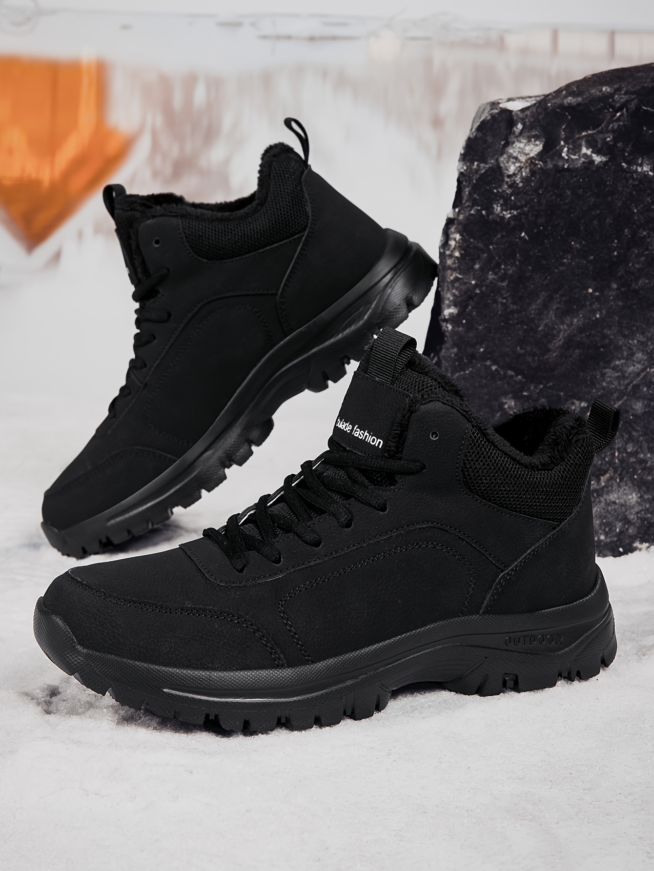 mens snow sports shoes lightweight and flexible sole plush lining winter outdoor   top warm snow boots outdoor sports and hiking boots Product details 1