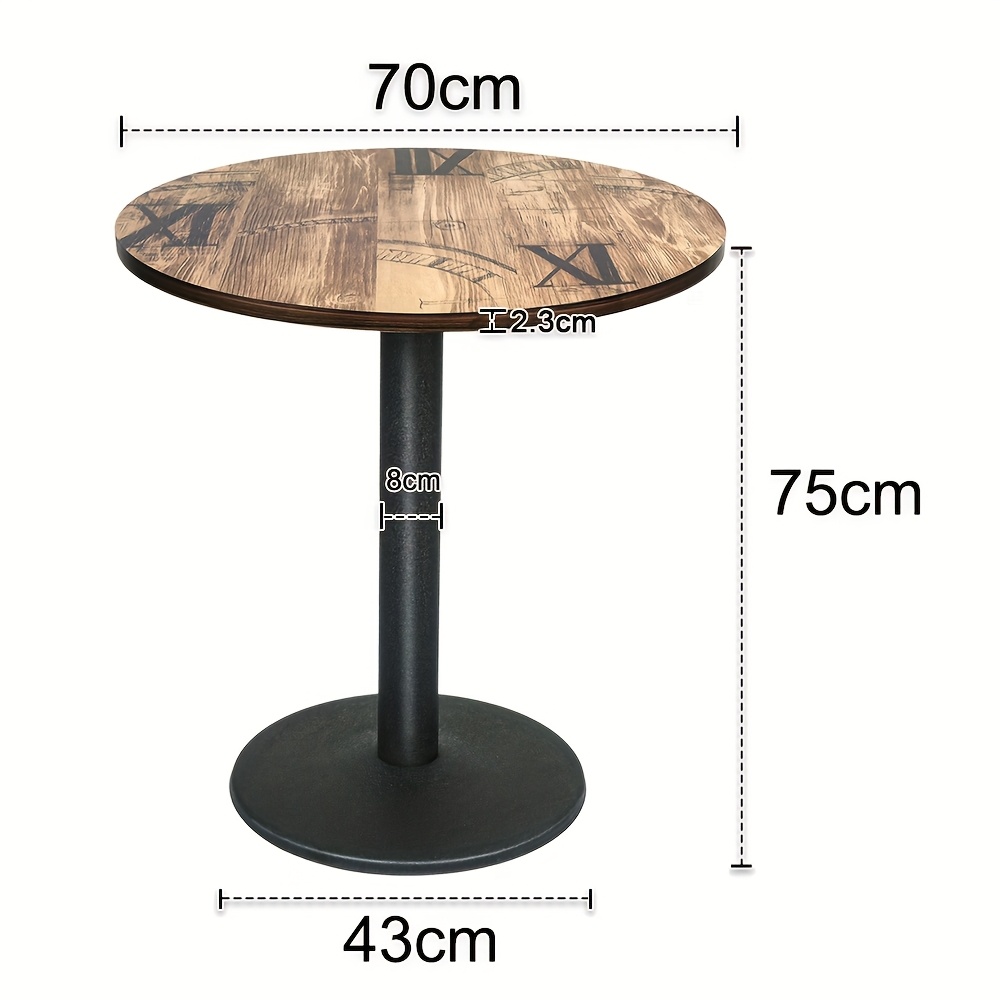 Retro-style Round Bistro Table In Wood And Metal - 60x60x75cm - Retro Dining Table - Alphabet Print Pattern - Brown Bar Table
