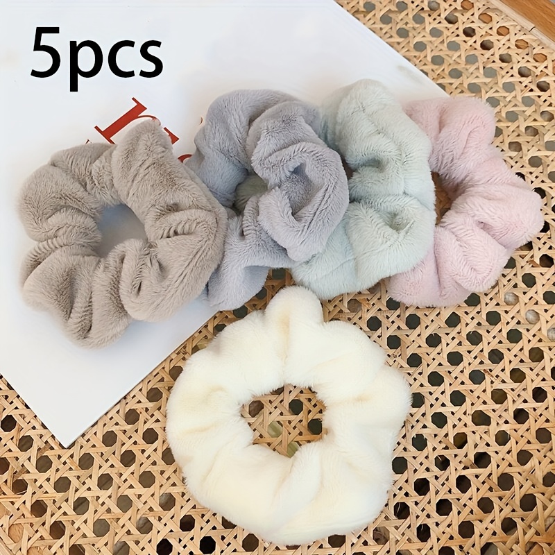 5pcs Autumn Winter Plush Large Hair Bands, Easy And Versatile Without Hair Hurt