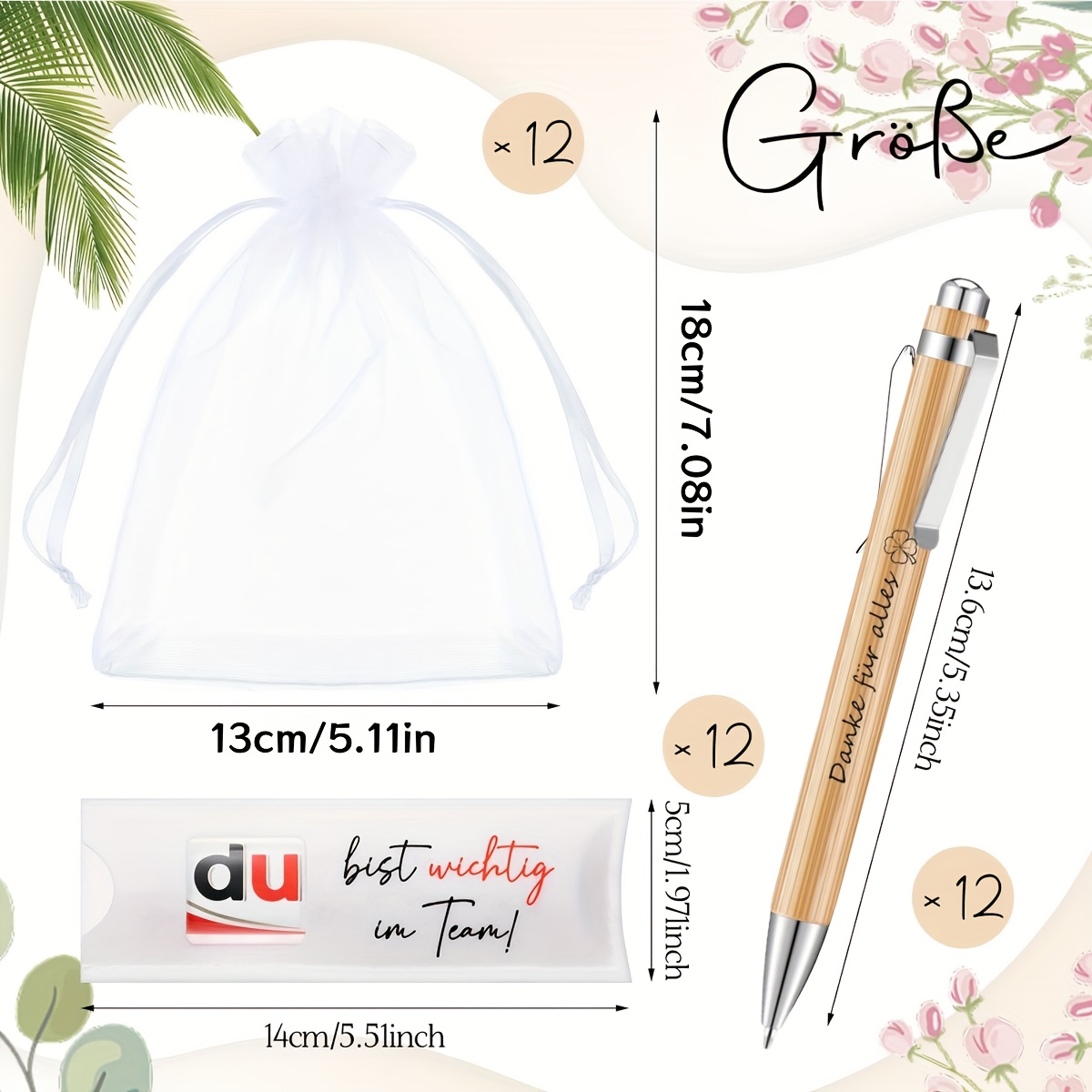 Image of Gift For Her/him 12 Sets " In " Gift Felt Chocolate Bar Wrap Compatible With Chocolate, Thank You For Everything Pen With Muslin Bag, Employee Gift, Chocolate Not Included