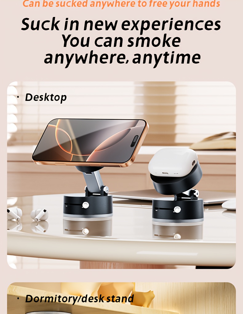 multifunctional vacuum suction cup bracket foldable retractable kitchen lazy vacuum double sided magnetic mobile phone holder details 3