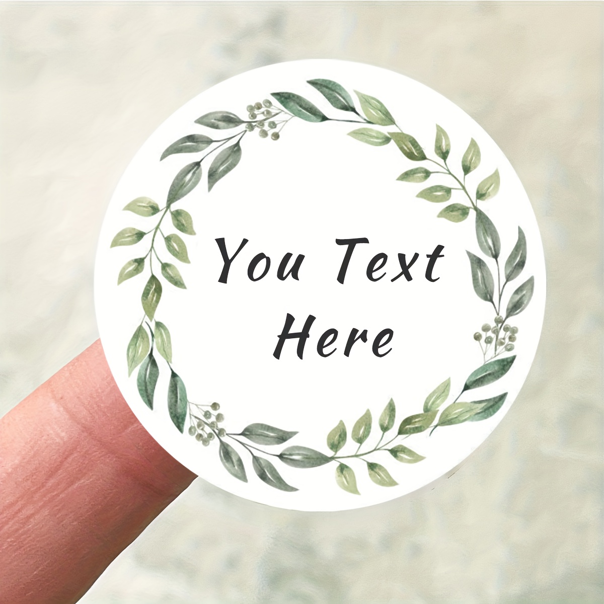 TEMU Custom Personalized Label Stickers - Featuring Floral Designs With Custom Names - Elegant Paper Discount Tags For Guests, With Eucalyptus And