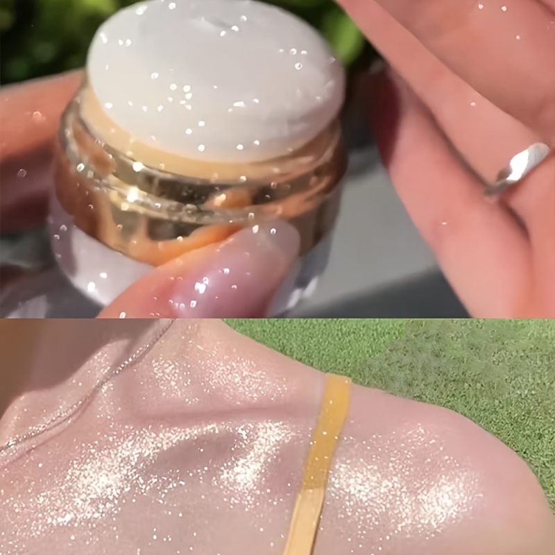 sparkling body highlighter full body glitter to full body pearlescent natural three dimensional portable tap powder silvery white transparent color flashing highlight powder details 3