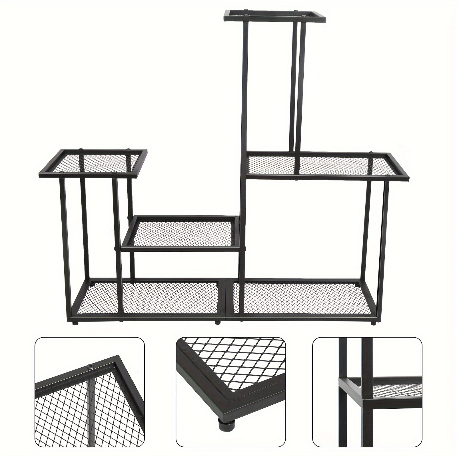 TEMU Garden Plant Stand Iron Stairs, 85*25*82cm, Metal Flower Stand, Wrought Iron Plant Stand, Outdoor Indoor Plant Stand
