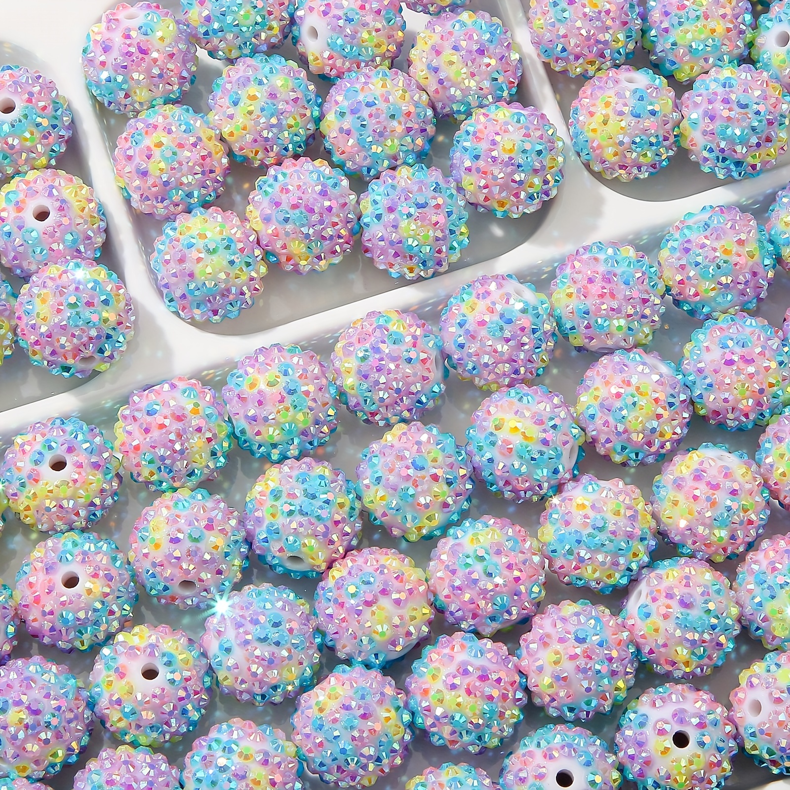 

10pcs 20mm Rhinestone Beads Sparkling Rhinestone Disco Ball Beads Bubblegum Beads For! Making, Bracelets, Necklaces & Crafts Halloween, Thanksgiving & Christmas Crafts