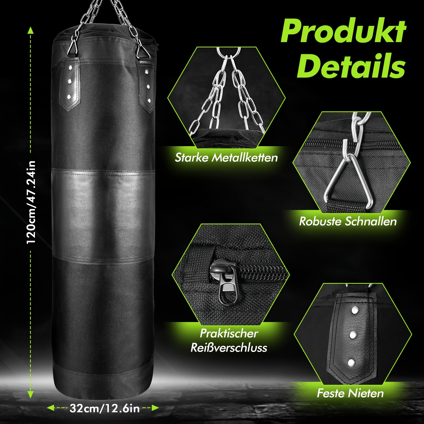 Image of 1 Set Of Training Punching Bag And Boxing Gloves, Equipped With A 120cm Punching Bag And Training Equipment, Suitable For Boxing/karate Kick Training And Martial Arts Training