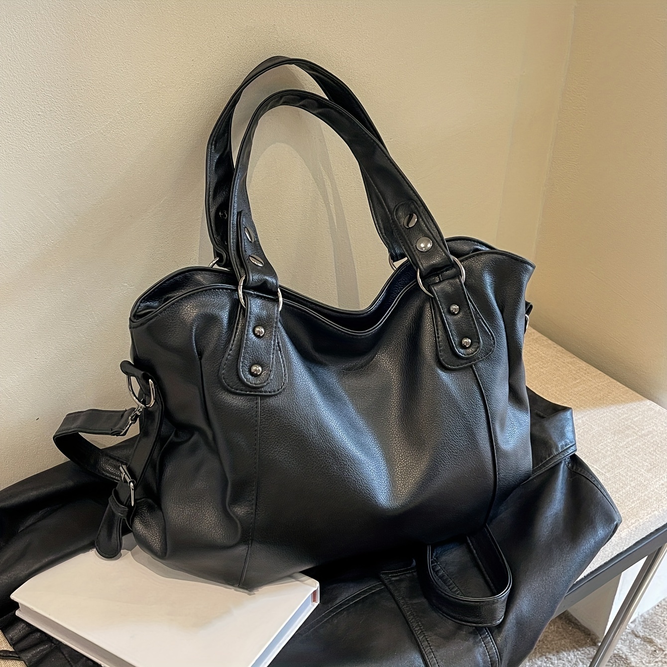 

Minimalist Tote Bag For Women, Soft Vegan Leather Shoulder Bag, Fashion Simple Crossbody Bag Handbag