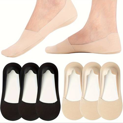 6 pairs socks womens non slip low cut invisible liner footies socks for flats loafers lightweight