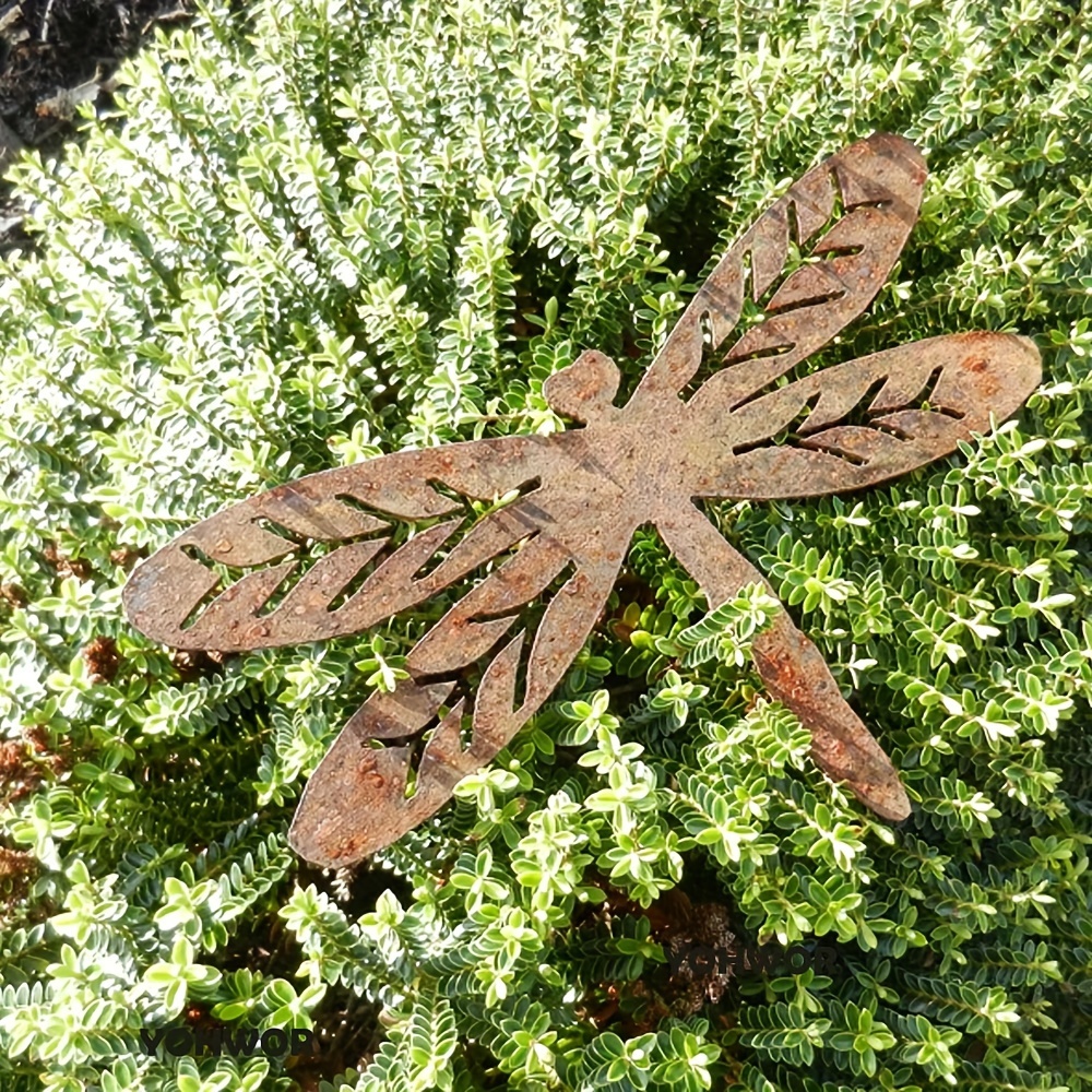 1pc rusty dragonfly art rustic dragonfly gift rusty metal dragonfly garden gift metal garden decor pond decoration rustic garden art