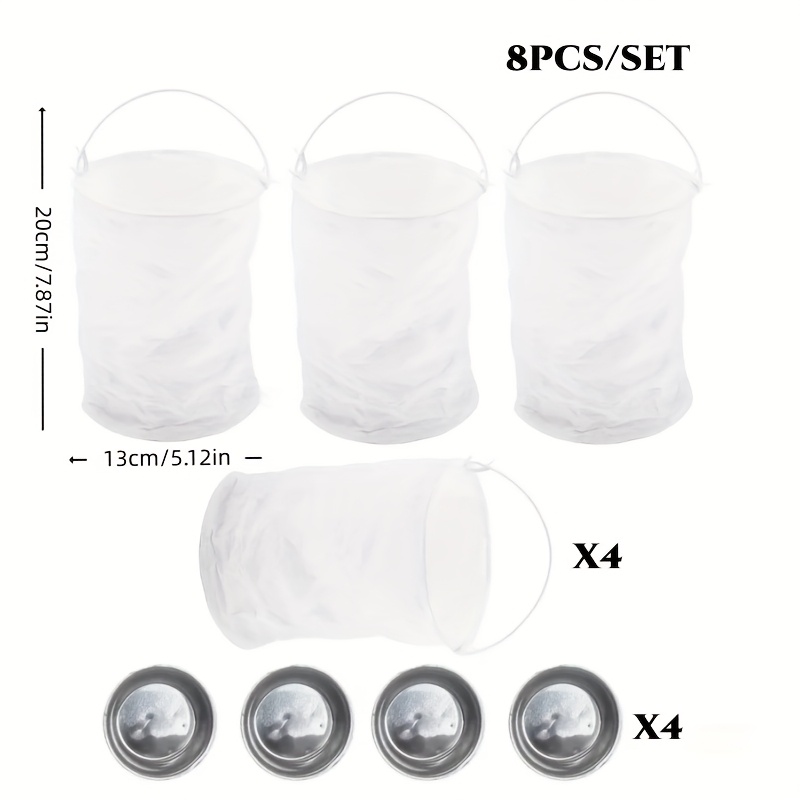 Image of 8pcs Portable Paper Foldable Straight Lantern Set | Includes Lanterns And Candle Cups, White For Wedding, Halloween, Christmas, Birthday And Garden Use, No Candles, Size Options