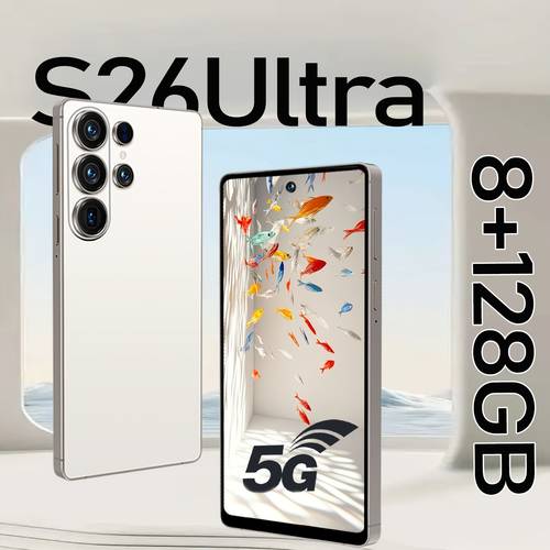Artikelbild wunschgeschenk für die feiertage: entsperrtes -smartphone 2026 version, 8+128gb speicher, 6,9-zoll hd-bildschirm, dual hd-kameras, schnellladefunktion, gesichtserkennungssicherheit, inklusive stylus, kopfhörer und stoßfeste handyhülle