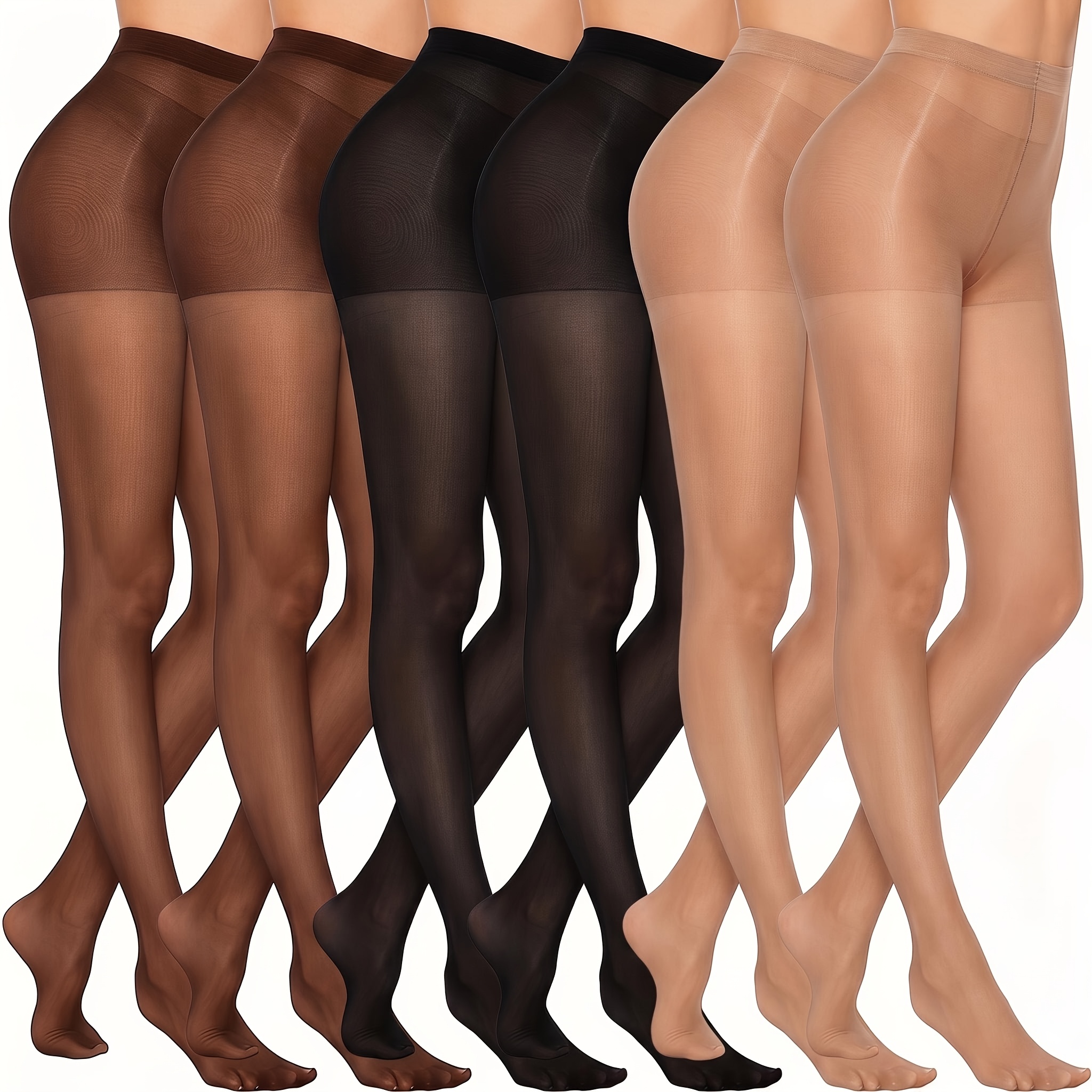 TEMU 6pcs Women's Sheer Tights, Body-hugging And Invisible, With Elegant Nude-colored Tights. Suitable For Wearing With Dresses, Skirts, And High