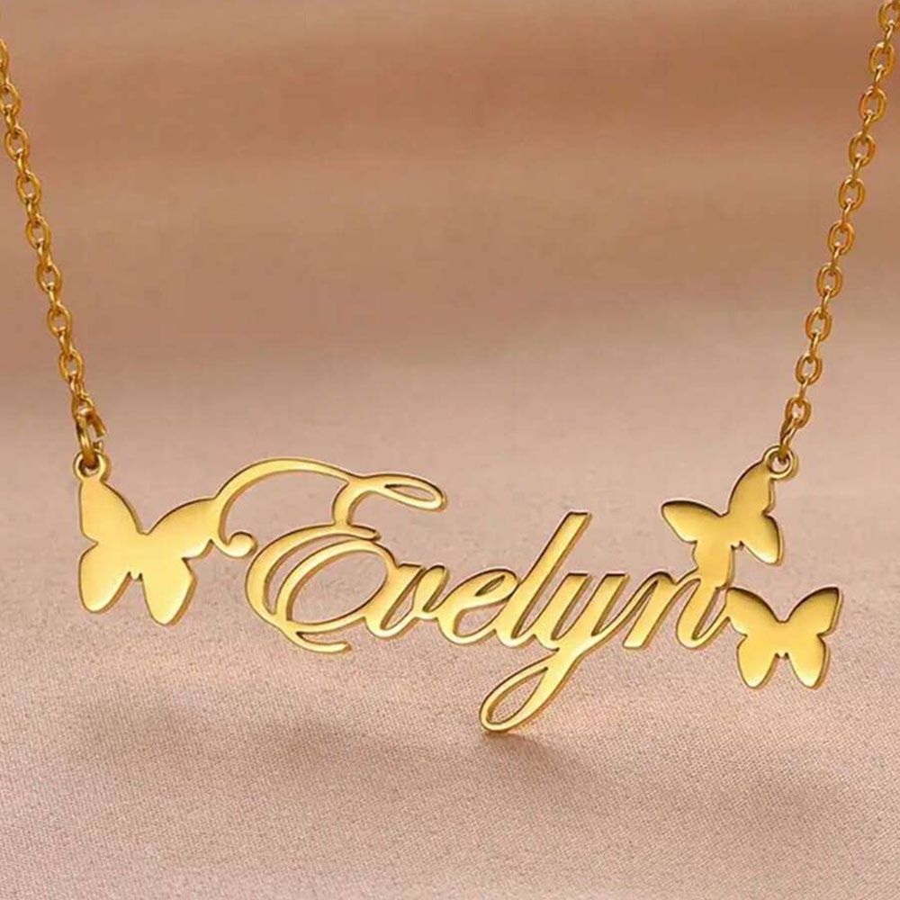 Exquisite Butterfly Name Pendant Necklace, Customizable Gift for Her