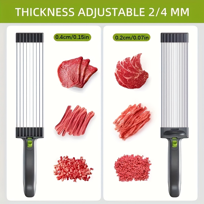 One Piece of a Stainless Steel Meat And Vegetable Cutter, a Fast Meat Slicer, Versatile Home Tool for Cutting Meat.