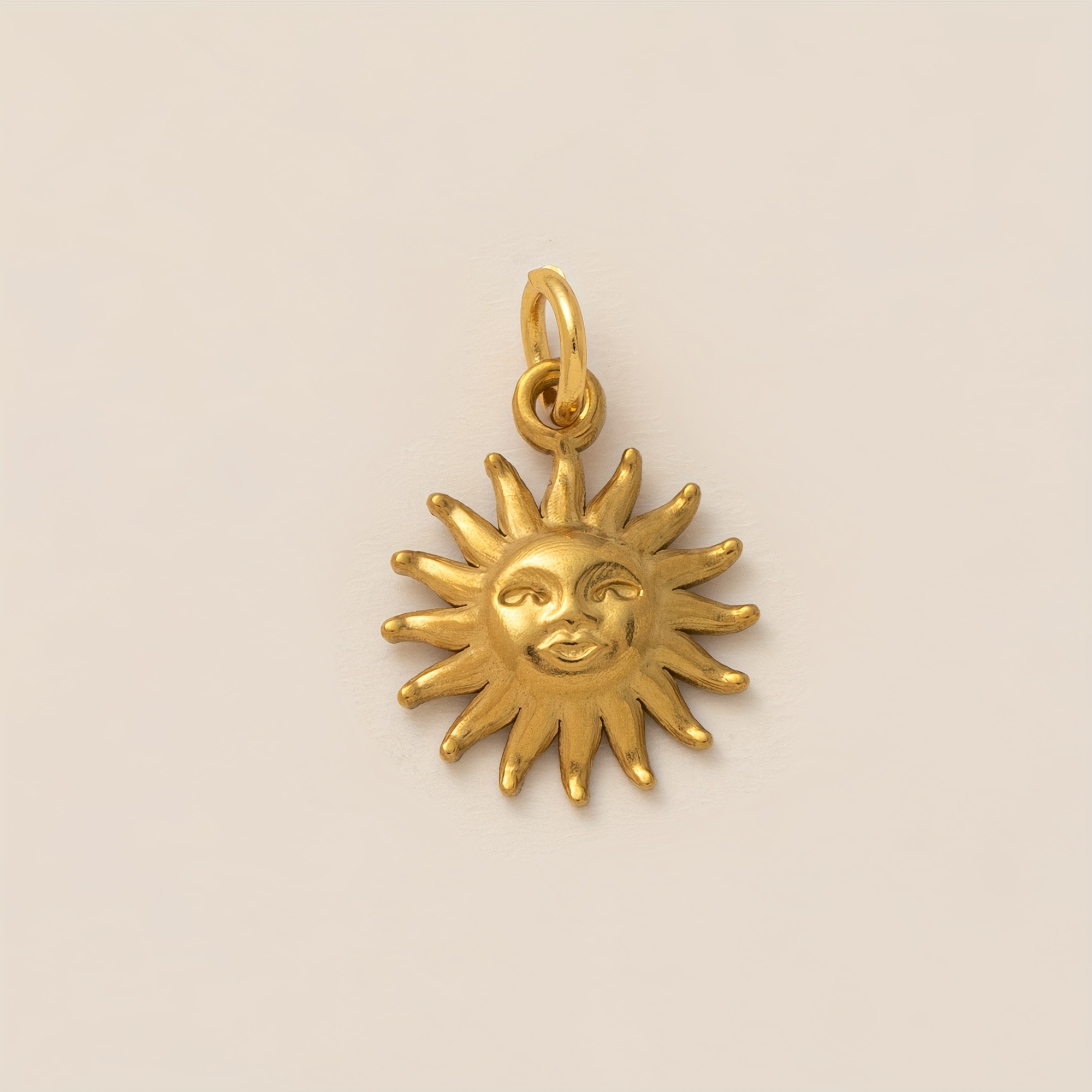 TEMU 1pc Fashion Commuter Style Pendant, Round Golden, Face Sun, , Star , Pendant, 304 Stainless Steel Plated 18k Golden Plated, Suitable For Diy