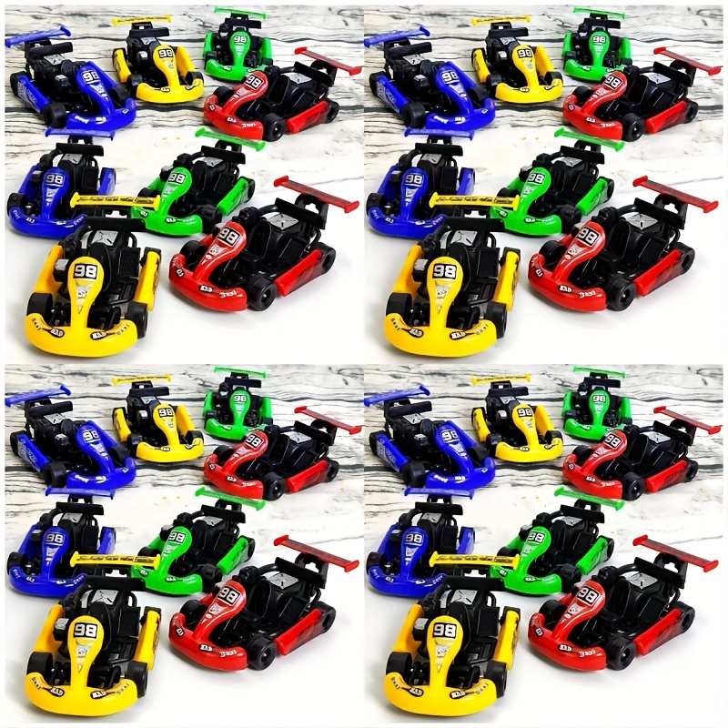 

24pcs Mini Kart Pull Back Cars Set For Kids, Plastic Racing Vehicles, Party Favor Bulk Pack, Educational Toy For Children 12+, Assorted Classroom And Prizes