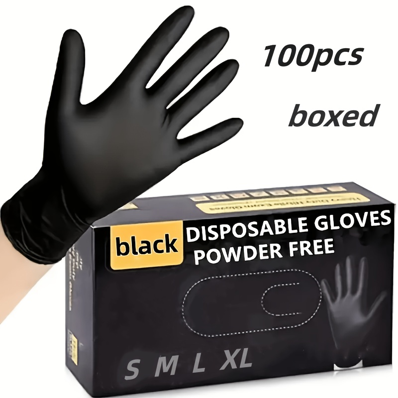 TEMU 100pcs Disposable Black Pvc Composite Nitrile Gloves, Suitable For Kitchen, Dishwashing, Household Cleaning, Indoor And Outdoor Use, Kitchen