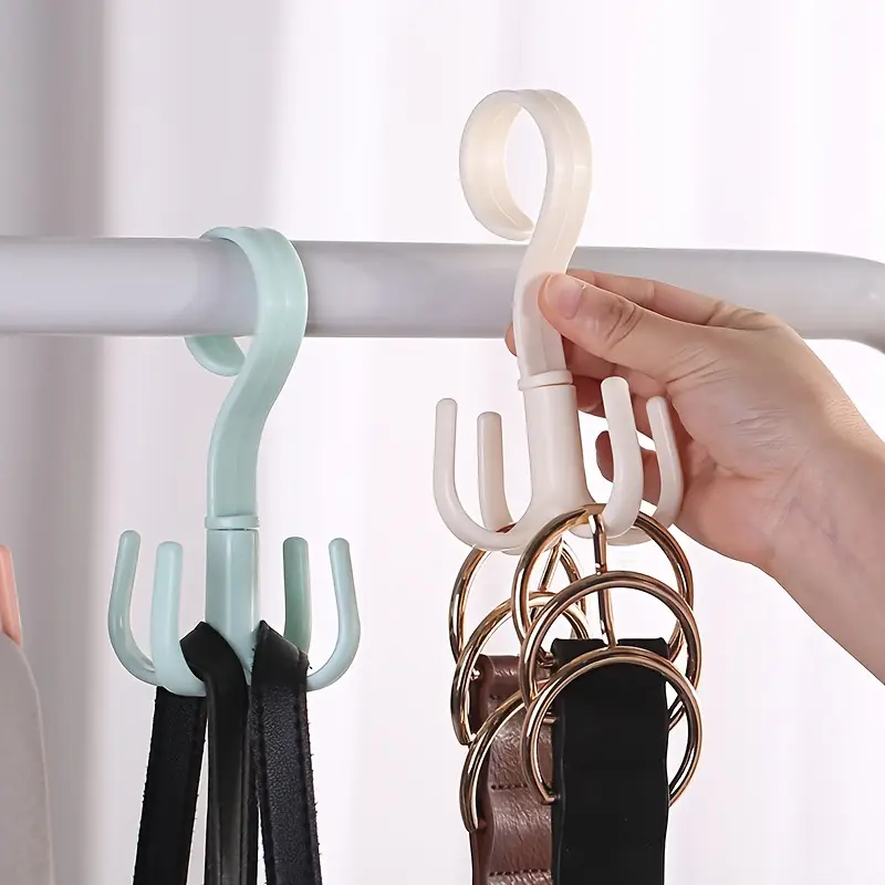 4pcs hook rotating storage hangers multifunctional and space saving wardrobe organizer hooks for coat bag and scarf use in home and office details 4