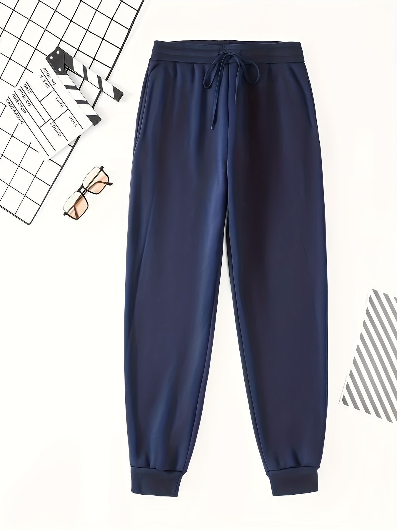 Men's Casual Jogger Pants - Vibrant Blue Elastic Waistband Lounge Pants, Machine Washable Regular Fit Autumn/Winter Comfort for Gym, Outdoor & Casual Attire, Leisure Clothing | Smooth Texture | Durable Fabric, PLUS SIZE