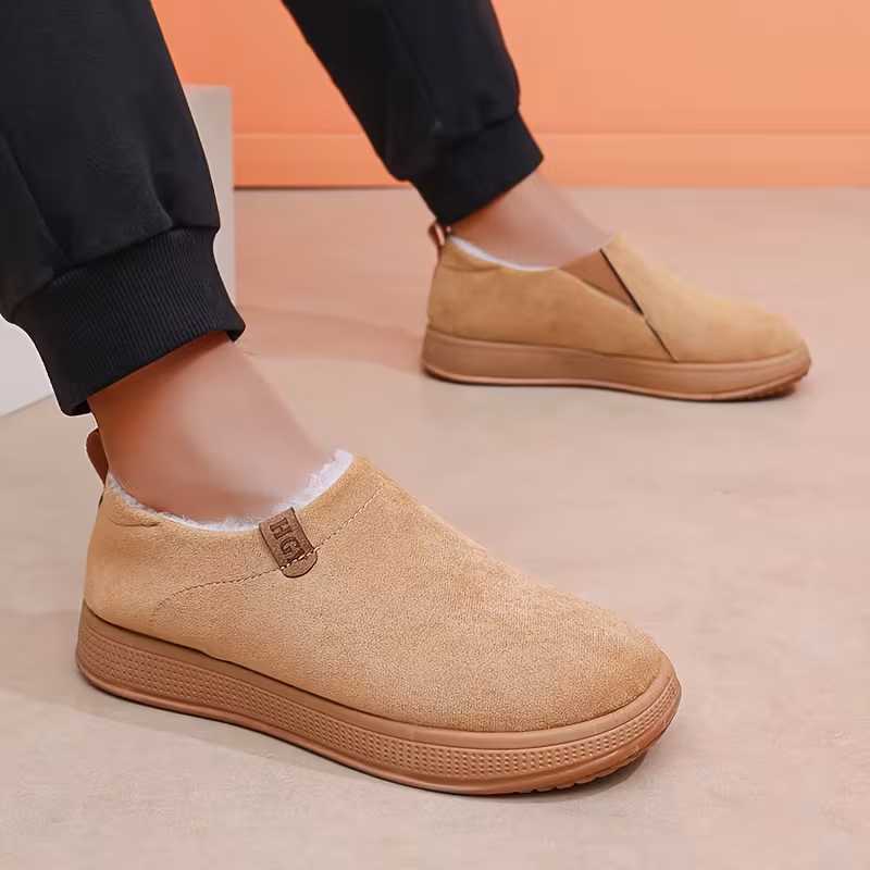 winter new mens fleece lined thickened warm snow boots versatile solid color slip on casual shoes Product details 2