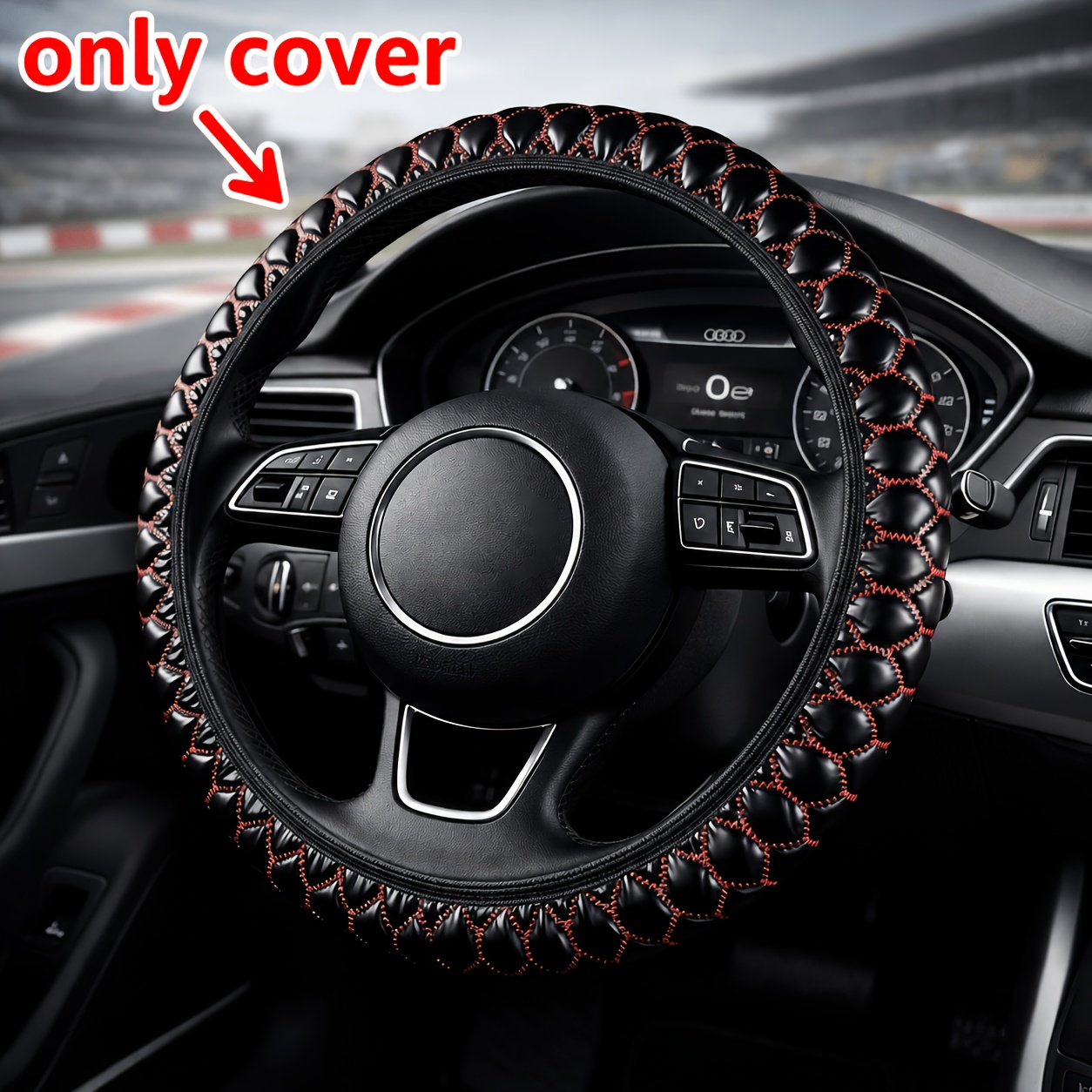 TEMU 1 pz Coprivolante Auto in Senza Anello Interno, Design Intrecciato 3D, Impugnatura Antiscivolo, Vestibilit� Morbida e Flessibile, Universale -15
