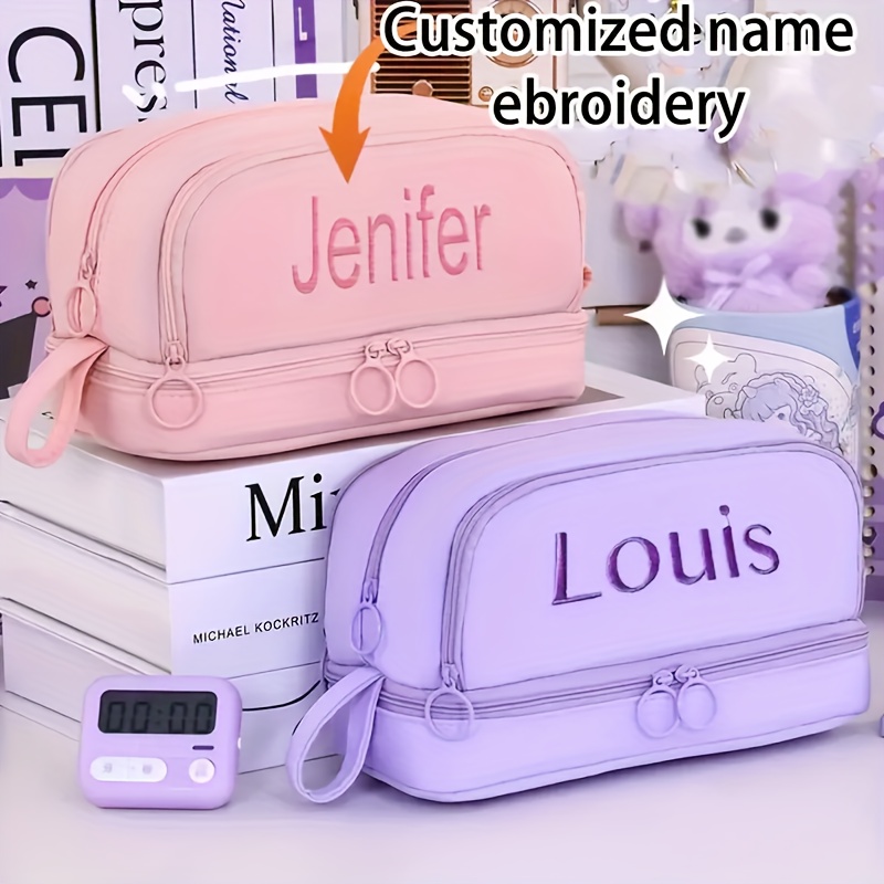 item picture personalized embroidered name pencil case a   multifunctional stationery storage bag suitable for   an ideal birthday gift for travel cosmetics and toiletries storage box
