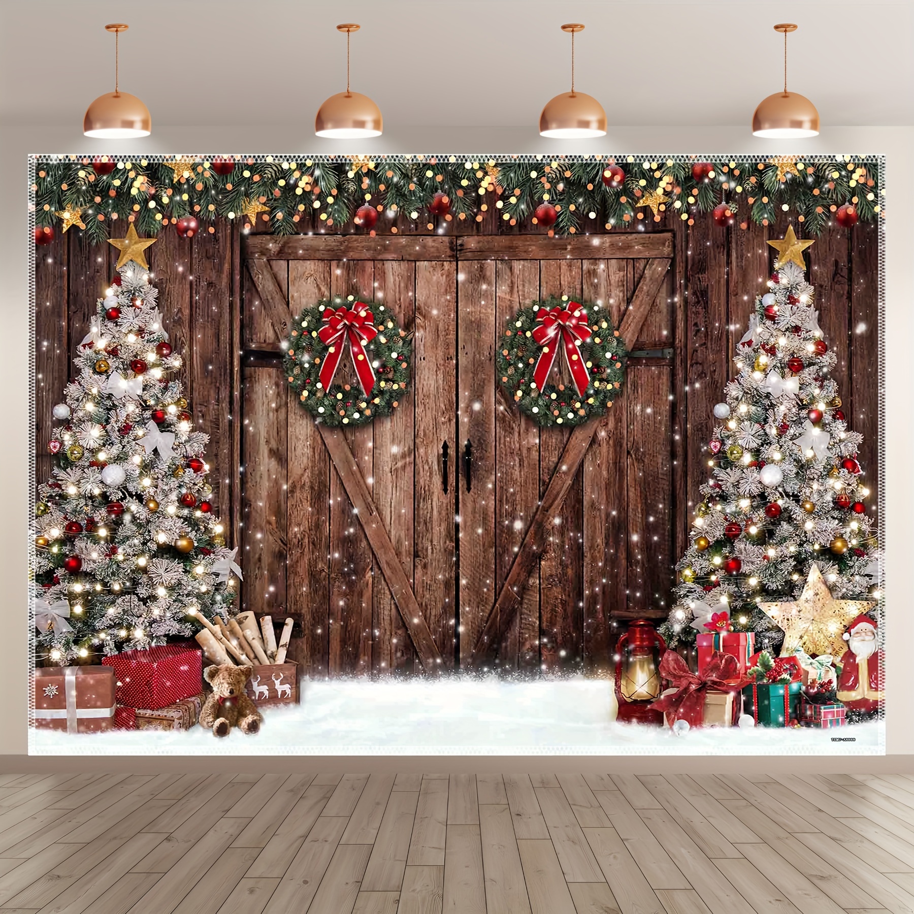 

7x5ft/8x6ft/10x8ft Christmas Backdrop - Wooden & , , , For Parties & Booths