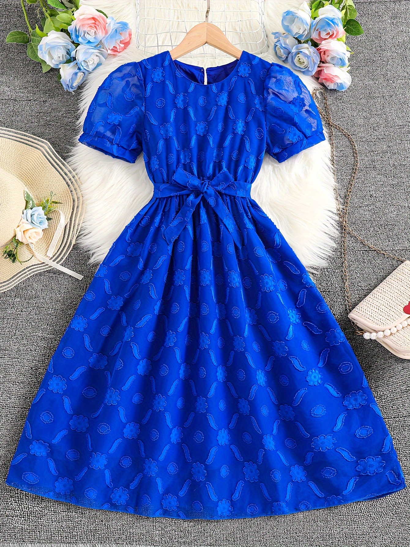 vintage jacquard girls semi formal dress midi length prom - Temu Qatar