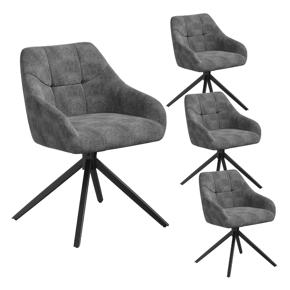 Image of Dining Chair Set, Swivel Chair, 360° Rotation, Kitchen Chair With Armrests, Modern Light , Chenille Fabric, Suitable For Dining Room, Living Room, And Kitchen