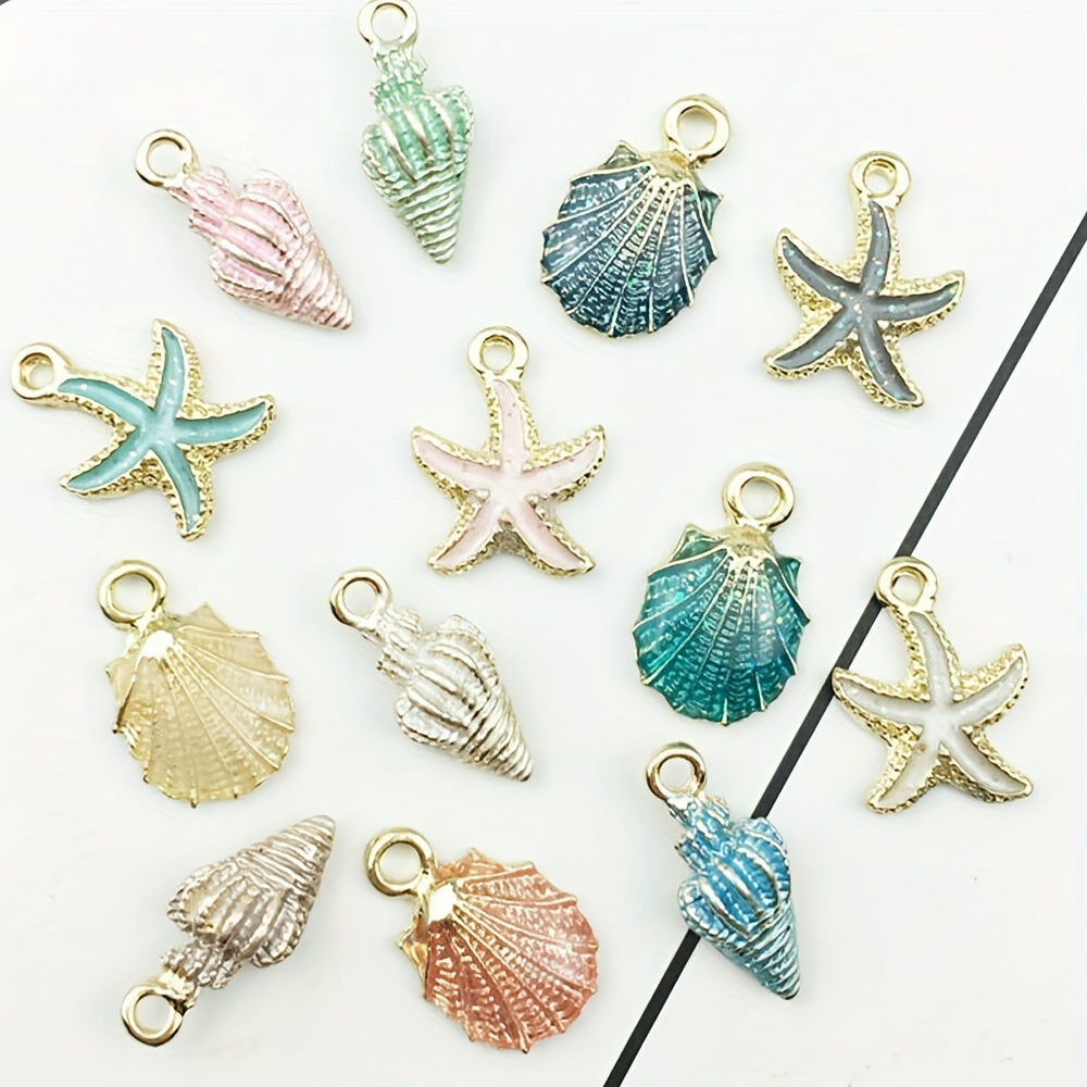 

104pcs Alloy Pendants Drip Oil Conch Shell Starfish Diy Bracelet Earrings Pendant Jewelry Accessories